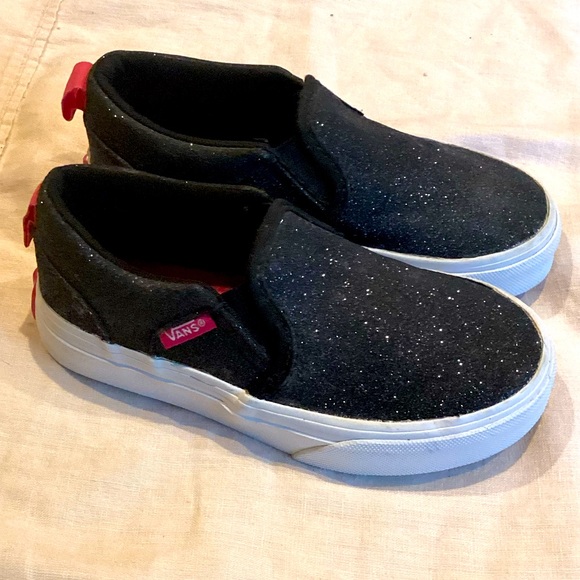 VANS KIDS CLASSIC MISSY BLACK GLITTER SLIP ON SHOES SZ. 11 - Picture 5 of 15
